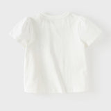 Dave&Bella Toddler Girls Summer White/Pink Flower Print Cotton Cute T-shirts