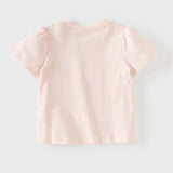 Dave&Bella Toddler Girls Summer White/Pink Flower Print Cotton Cute T-shirts