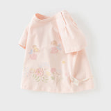 Dave&Bella Toddler Girls Summer White/Pink Flower Print Cotton Cute T-shirts