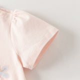 Dave&Bella Toddler Girls Summer White/Pink Flower Print Cotton Cute T-shirts