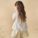 Dave&Bella Toddler Girls Summer Sweet White College-style Soft Cotton Shirts