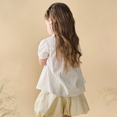 Dave&Bella Toddler Girls Summer Sweet White College-style Soft Cotton Shirts