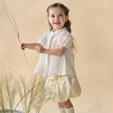 Dave&Bella Toddler Girls Summer Sweet White College-style Soft Cotton Shirts