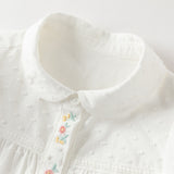 Dave&Bella Toddler Girls Summer Sweet White College-style Soft Cotton Shirts