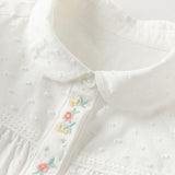 Dave&Bella Toddler Girls Summer Sweet White College-style Soft Cotton Shirts
