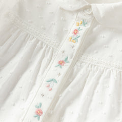 Dave&Bella Toddler Girls Summer Sweet White College-style Soft Cotton Shirts