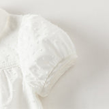 Dave&Bella Toddler Girls Summer Sweet White College-style Soft Cotton Shirts