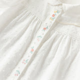 Dave&Bella Toddler Girls Summer Sweet White College-style Soft Cotton Shirts