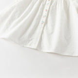 Dave&Bella Toddler Girls Summer Sweet White College-style Soft Cotton Shirts