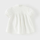 Dave&Bella Toddler Girls Summer Sweet White College-style Soft Cotton Shirts