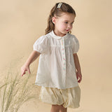 Dave&Bella Toddler Girls Summer Sweet White College-style Soft Cotton Shirts