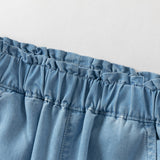 Dave&Bella Summer Toddler Girls Stylish Denim Blue Loose Comfortable Jogger Jeans