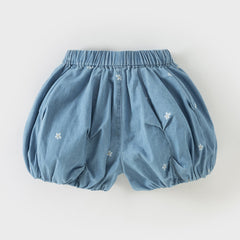 Dave&Bella Summer Toddler Girls Fashion Denim Blue Breathable Cotton Bubble Jeans Shorts