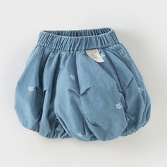 Dave&Bella Summer Toddler Girls Fashion Denim Blue Breathable Cotton Bubble Jeans Shorts