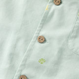 Dave&Bella Summer Toddler Boys Green Coconut Tree Print Turndown Collar Outfit Sets