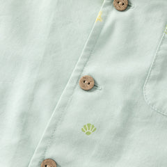 Dave&Bella Summer Toddler Boys Green Coconut Tree Print Turndown Collar Outfit Sets