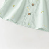 Dave&Bella Summer Toddler Boys Green Coconut Tree Print Turndown Collar Outfit Sets