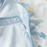 Dave&Bella Baby Boys Summer Blue Chinese-style V-Neck Lightweight Rompers