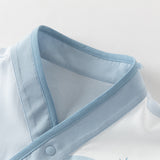 Dave&Bella Baby Boys Summer Blue Chinese-style V-Neck Lightweight Rompers