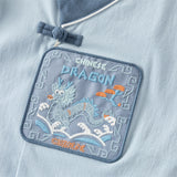 Dave&Bella Toddler Boys Summer Blue Chinese-style V-neck Lightweight Outfit Sets