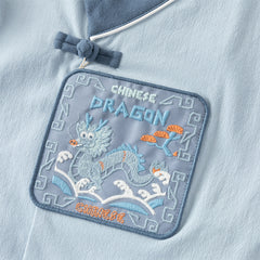 Dave&Bella Toddler Boys Summer Blue Chinese-style V-neck Lightweight Outfit Sets
