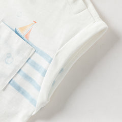 Dave&Bella Summer Toddler Boys White Round Collar Sleeveless Lightweight Tank Tops