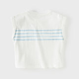 Dave&Bella Summer Toddler Boys White Round Collar Sleeveless Lightweight Tank Tops