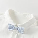 Dave&Bella Toddler Boys Summer White Short Sleeve Comfortable College-style Outfit Sets