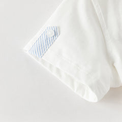 Dave&Bella Toddler Boys Summer White Short Sleeve Comfortable College-style Outfit Sets