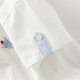 Dave&Bella Toddler Boys Summer White Short Sleeve Comfortable College-style Outfit Sets