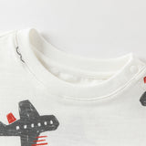 Dave&Bella Toddler Boys Summer Beige/Dark Blue Stylish Print Casual T-shirts