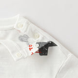 Dave&Bella Toddler Boys Summer Beige/Dark Blue Stylish Print Casual T-shirts