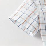 Dave&Bella Toddler Boys Summer Blue Plaid College-style Formal Short Sleeve Outfit Sets