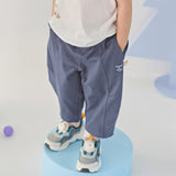 Dave&Bella Toddler Boys Summer Blue/Grey Comfortable Soft Straight-leg Pants