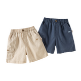 Dave&Bella Summer Toddler Boys Blue/Khaki Casual Comfortable Straight-leg Shorts