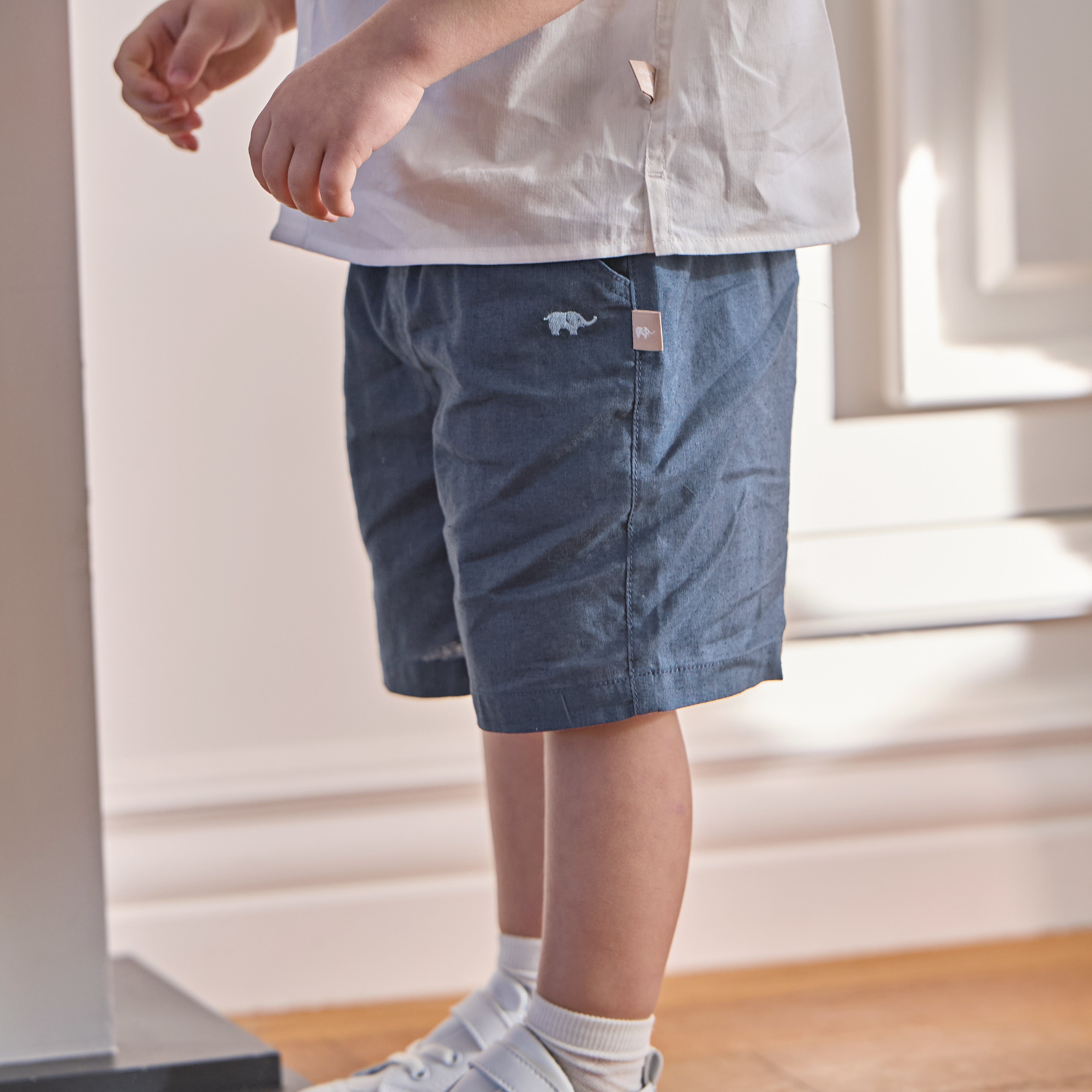 Dave&Bella Summer Toddler Boys Blue/Khaki Casual Comfortable Straight-leg Shorts