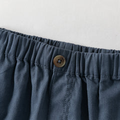 Dave&Bella Summer Toddler Boys Blue/Khaki Casual Comfortable Straight-leg Shorts