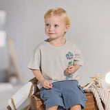 Dave&Bella Summer Toddler Boys Light Grey Casual Short Sleeve T-shirt Shorts Sets