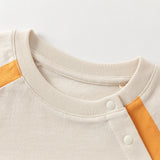 Dave&Bella Toddler Boys Summer White/Apricot Cartoon Print Soft Cotton T-shirts