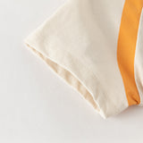 Dave&Bella Toddler Boys Summer White/Apricot Cartoon Print Soft Cotton T-shirts