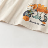 Dave&Bella Toddler Boys Summer White/Apricot Cartoon Print Soft Cotton T-shirts