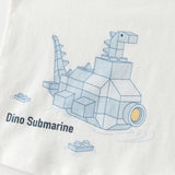 Dave&Bella Toddler Boys Summer White/Apricot Cartoon Print Soft Cotton T-shirts