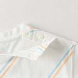 Dave&Bella Toddler Boys Summer Casual White/Green Striped Breathable Cotton T-shirts