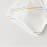 Dave&Bella Toddler Boys Summer Casual White/Green Striped Breathable Cotton T-shirts