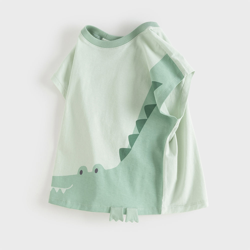 Dave&Bella Toddler Boys Summer Shark/Crocodile Print Breathable Soft Cotton Tank Tops