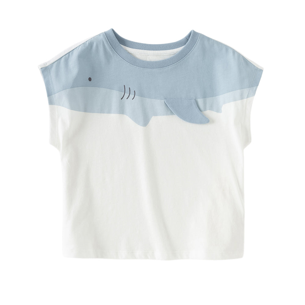 Dave&Bella Toddler Boys Summer Shark/Crocodile Print Breathable Soft Cotton Tank Tops