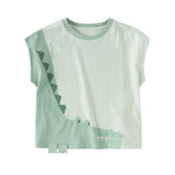 Dave&Bella Toddler Boys Summer Shark/Crocodile Print Breathable Soft Cotton Tank Tops