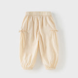 Dave&Bella Toddler Girls Summer Sweet Blue/Apricot Loose Soft Sunscreen Jogger Pants
