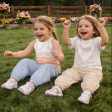 Dave&Bella Toddler Girls Summer Sweet Blue/Apricot Loose Soft Sunscreen Jogger Pants
