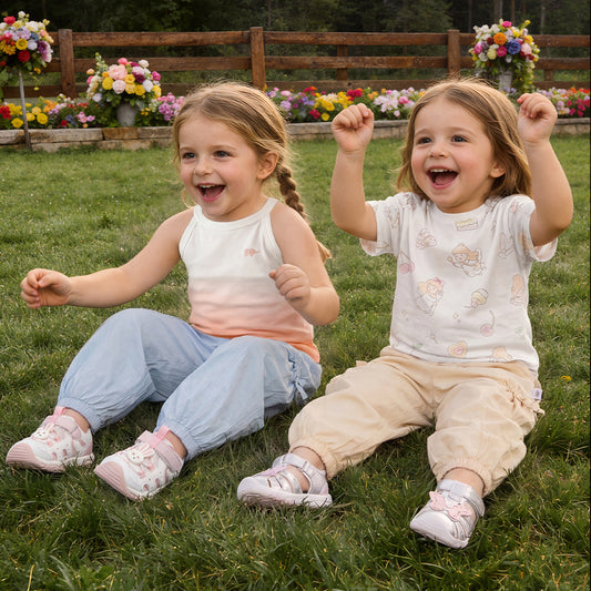 Dave&Bella Toddler Girls Summer Sweet Blue/Apricot Loose Soft Sunscreen Jogger Pants